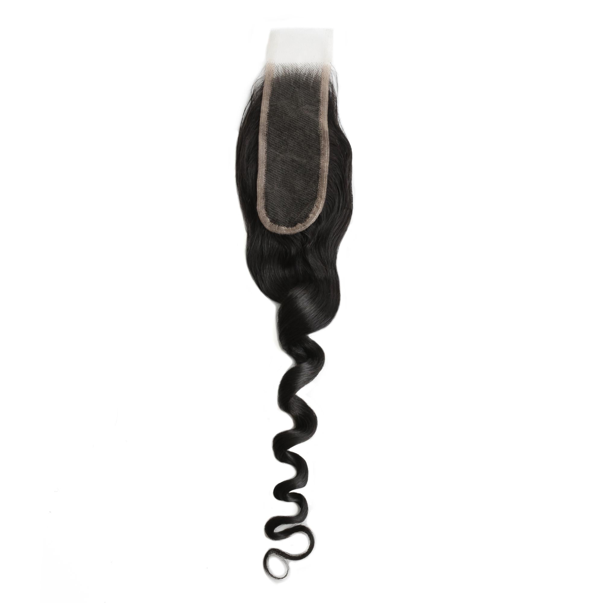 Cierre de cabello humano Loose Wave 2x6 de encaje HD