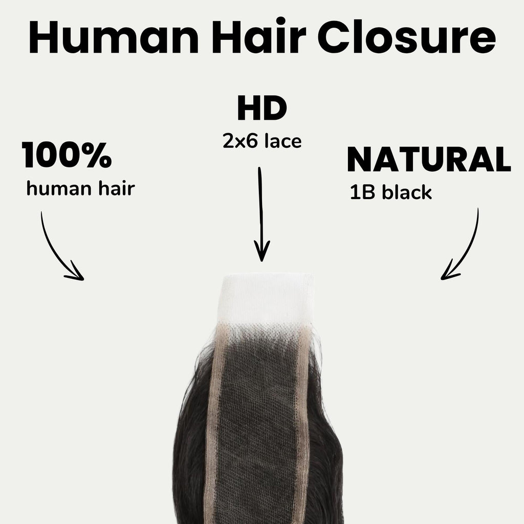Cierre de cabello humano Loose Wave 2x6 de encaje HD