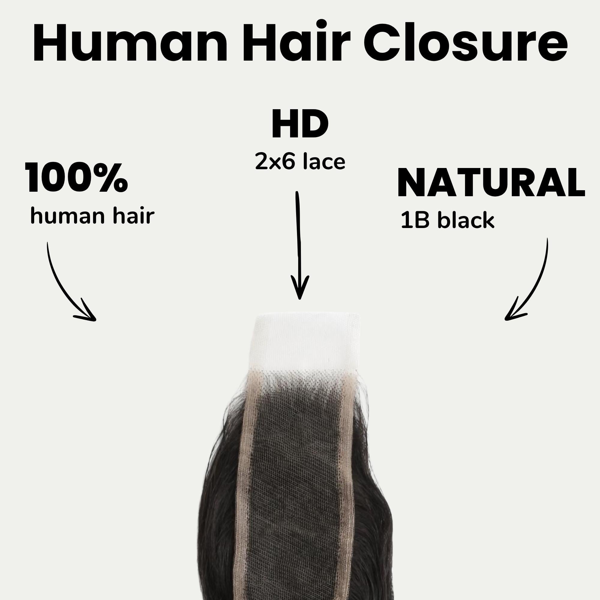 Cierre de cabello humano Loose Wave 2x6 de encaje HD