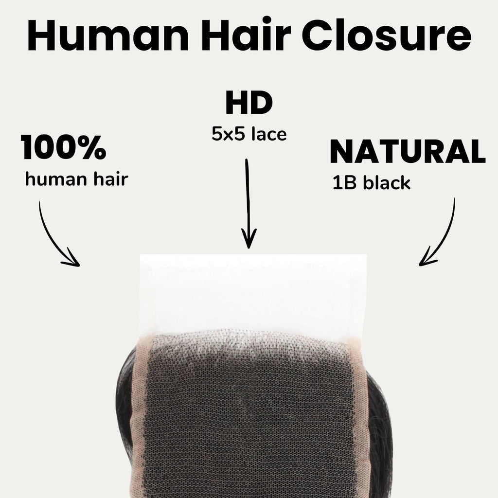 Cierre de Cabello Humano con Encaje HD de 5x5 y Ondas Sueltas