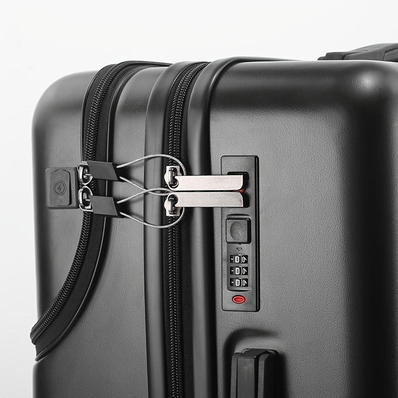 Equipaje de mano, maleta giratoria rígida con USB y cierre TSA, bolsillo frontal, bolsa de viaje