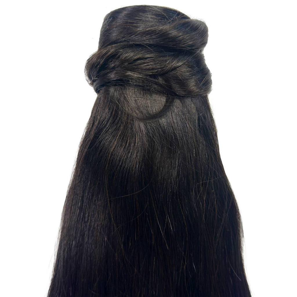 Extensión de cola de caballo de cabello 100% humano negro natural