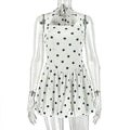 Vestido corto sin mangas con estampado de lunares, fruncido, plisado, corte en A, con cuello halter, para mujer.