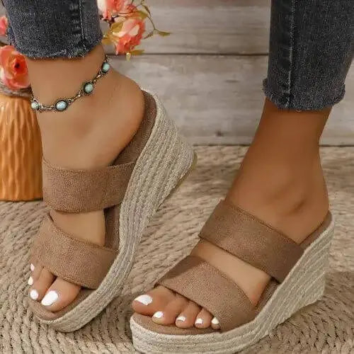 Sandalias de cuña de plataforma con puntera abierta para mujer | Estilo bohemio