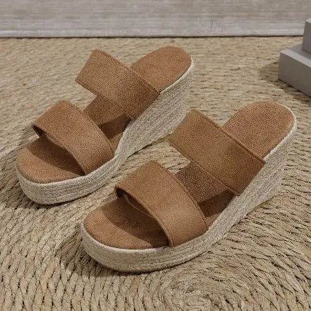 Sandalias de cuña de plataforma con puntera abierta para mujer | Estilo bohemio