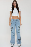 Women's Printed Wide Leg Jeans