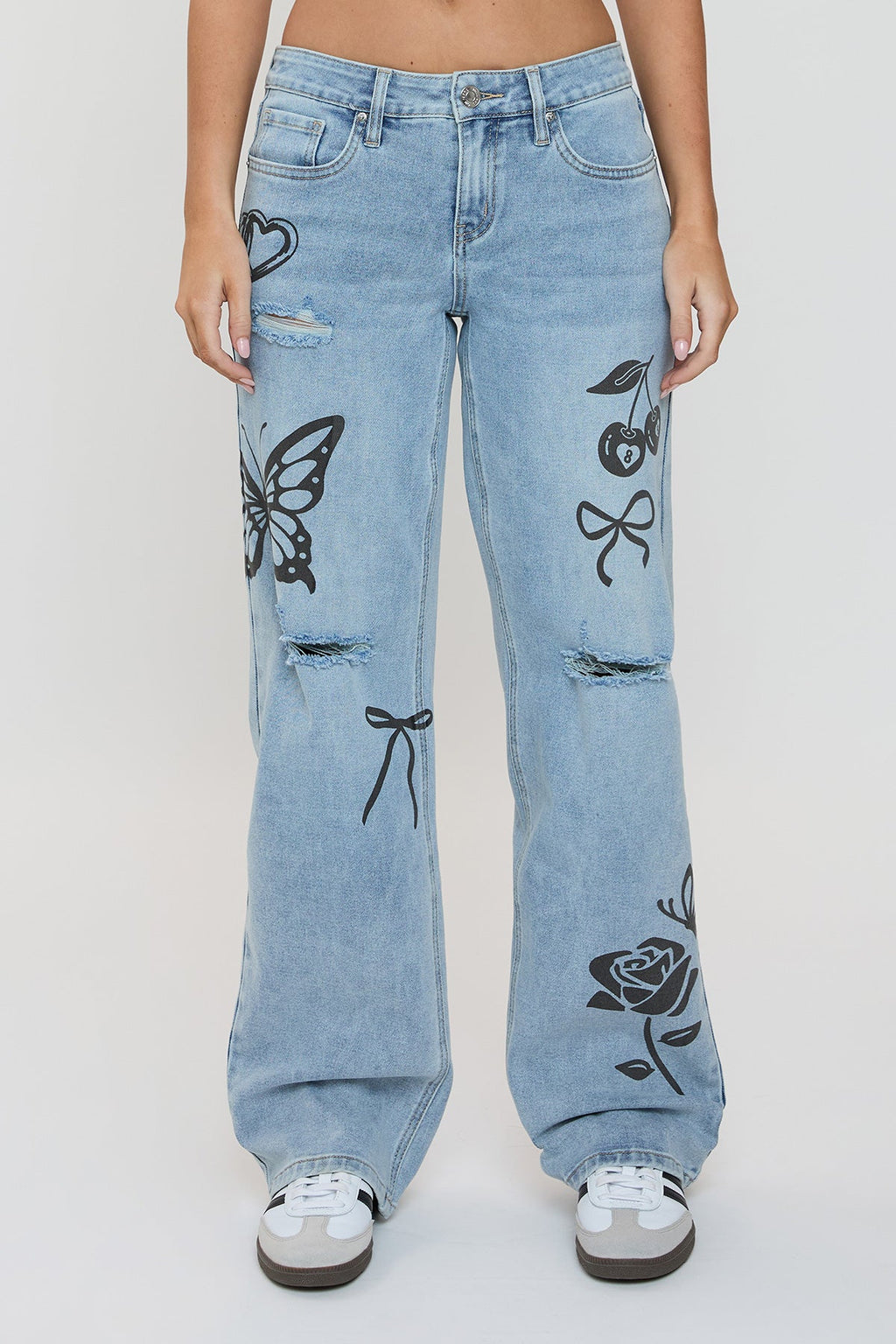 Women's Printed Wide Leg Jeans