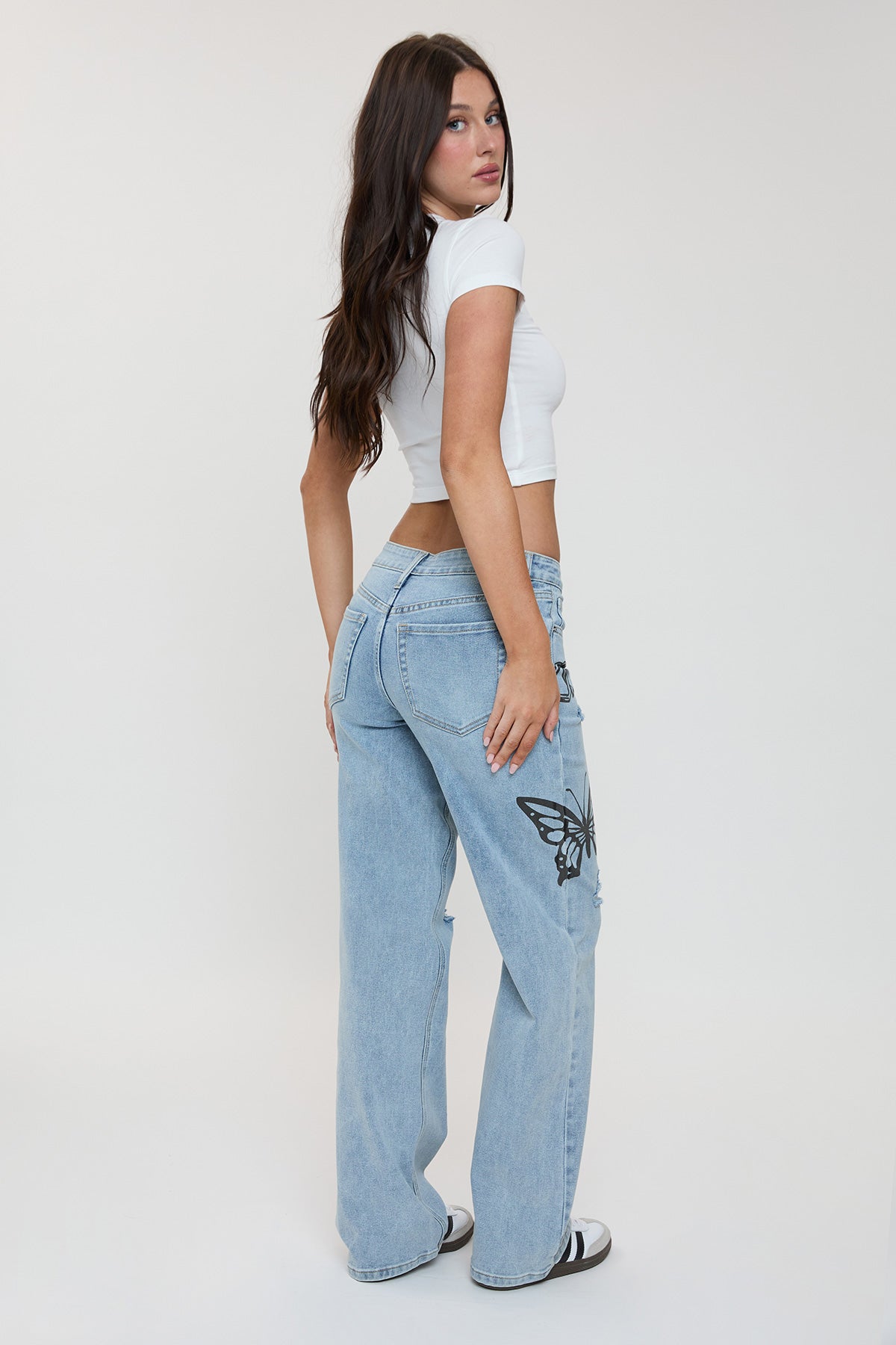 Women's Printed Wide Leg Jeans