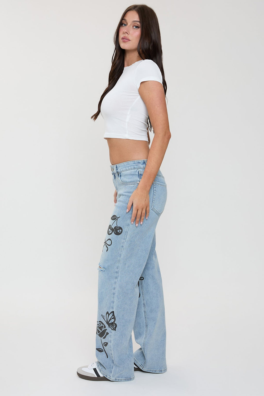 Women's Printed Wide Leg Jeans
