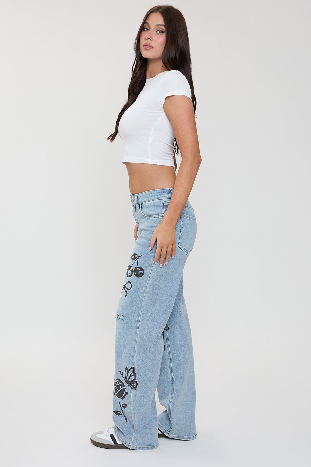 Women's Printed Wide Leg Jeans