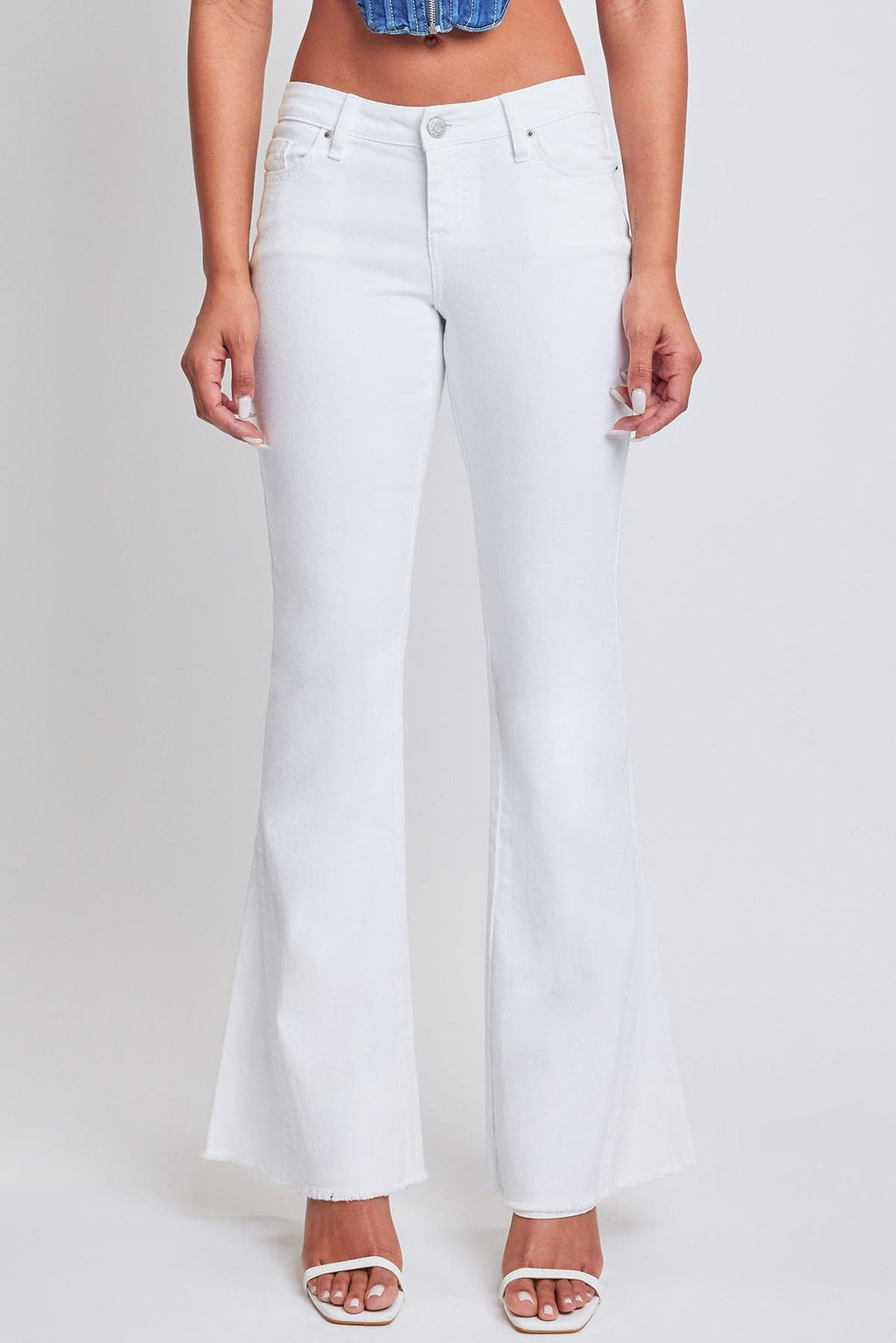 Women's Low Rise Fray Hem Flare Jeans