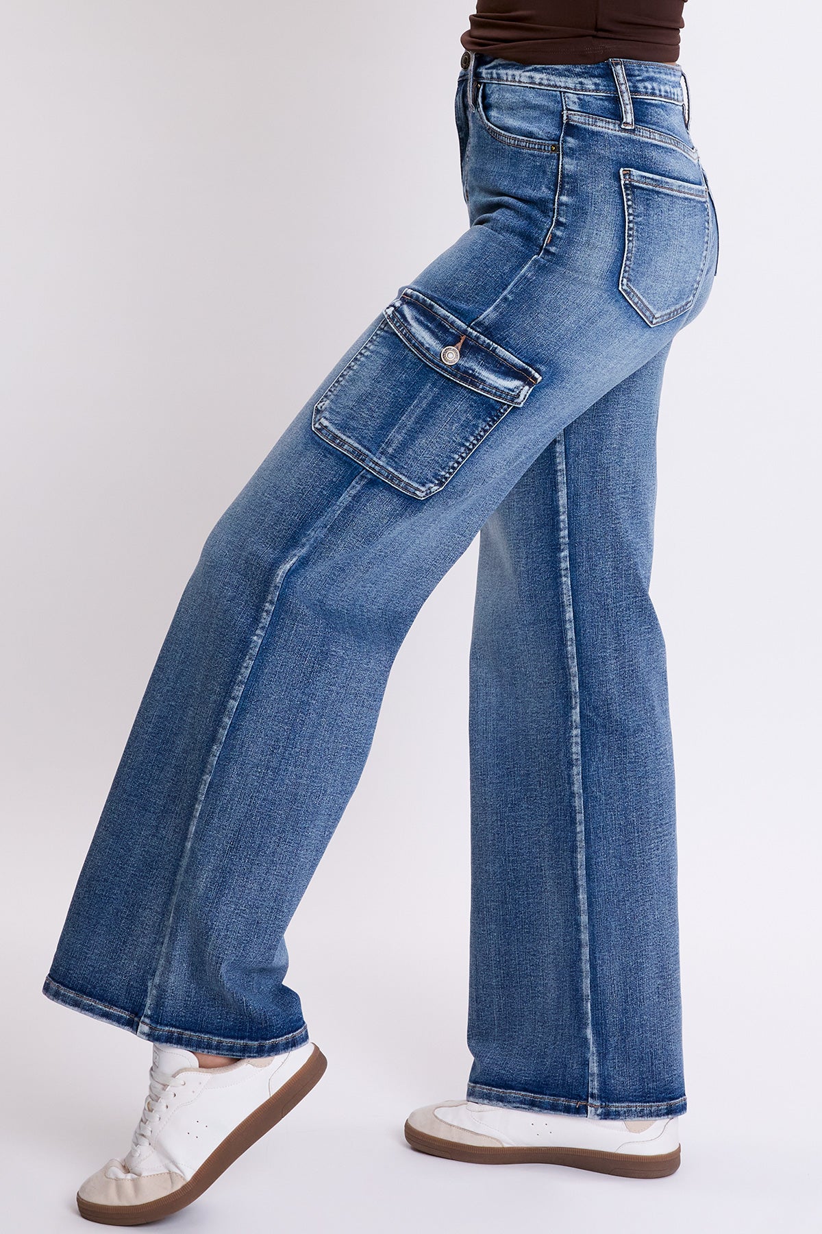 Vaqueros anchos de mezclilla cargo estilo skater para mujer