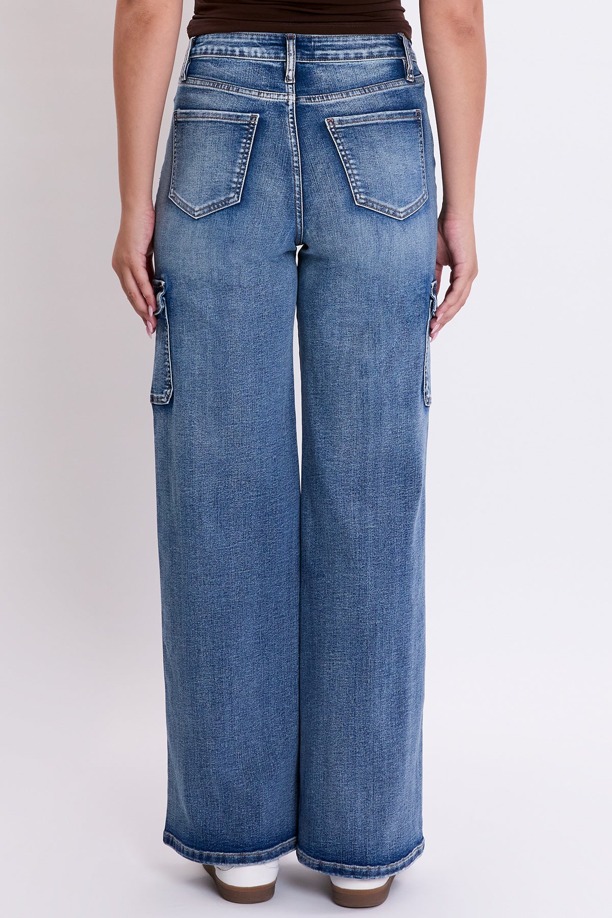 Vaqueros anchos de mezclilla cargo estilo skater para mujer