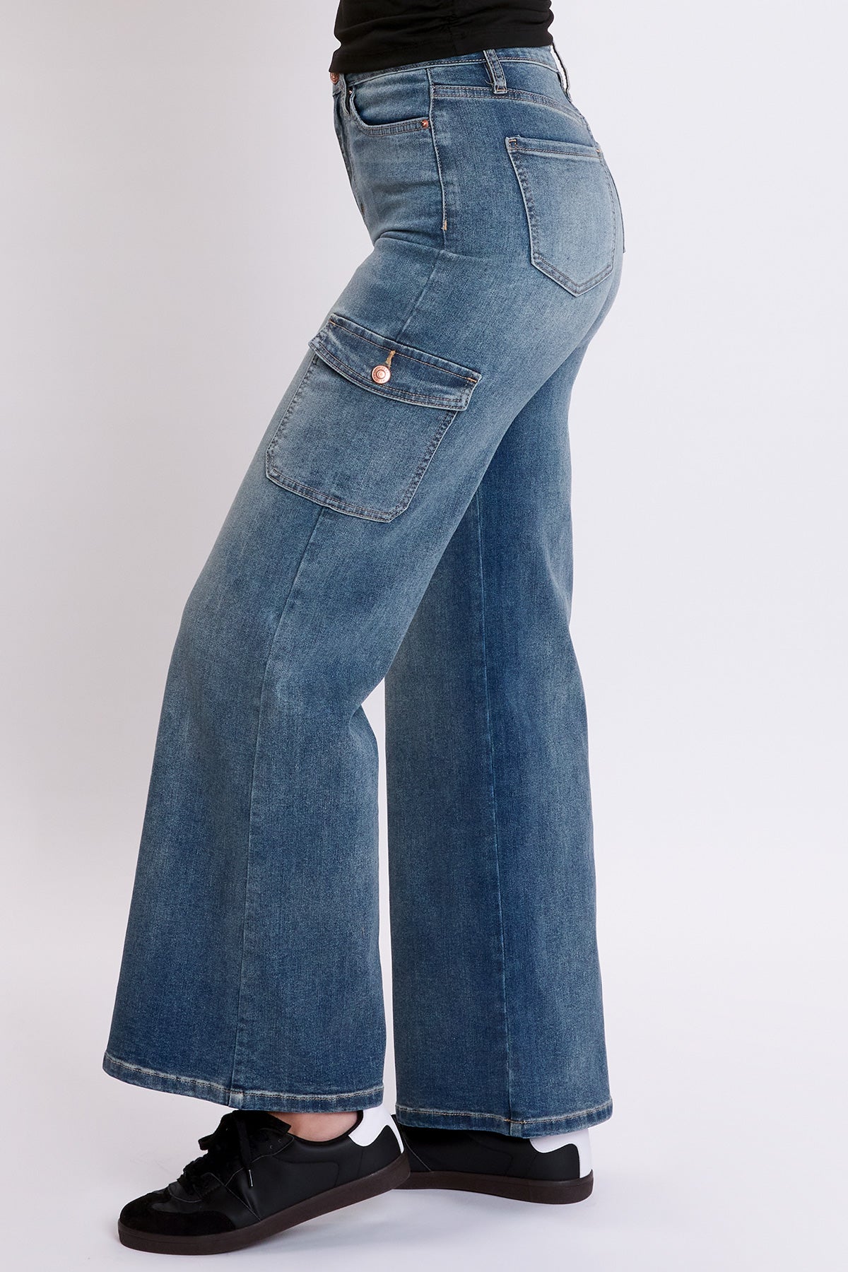 Vaqueros anchos de mezclilla cargo estilo skater para mujer
