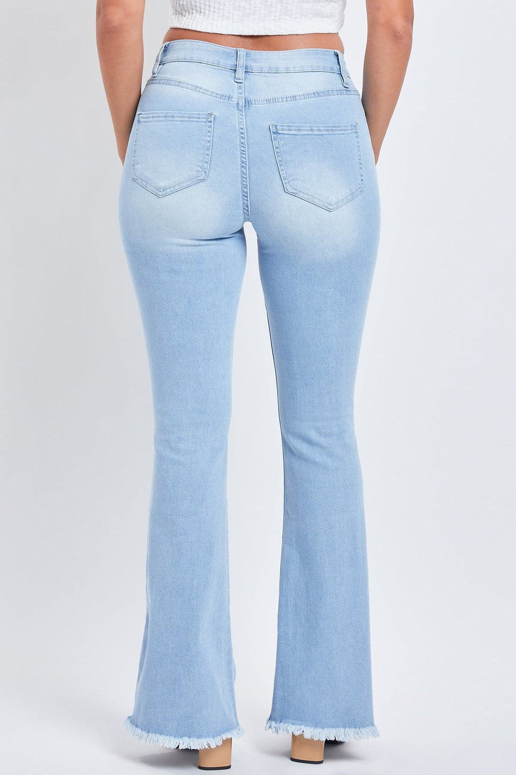 Pantalón acampanado esencial con bajo deshilachado para mujer - Normal