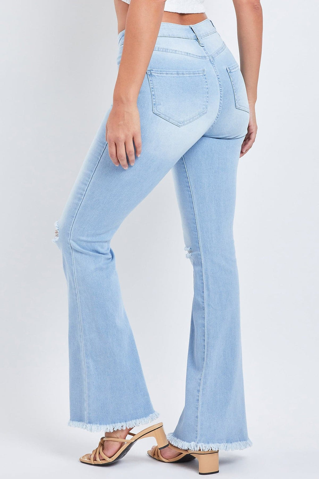 Pantalón acampanado esencial con bajo deshilachado para mujer - Normal