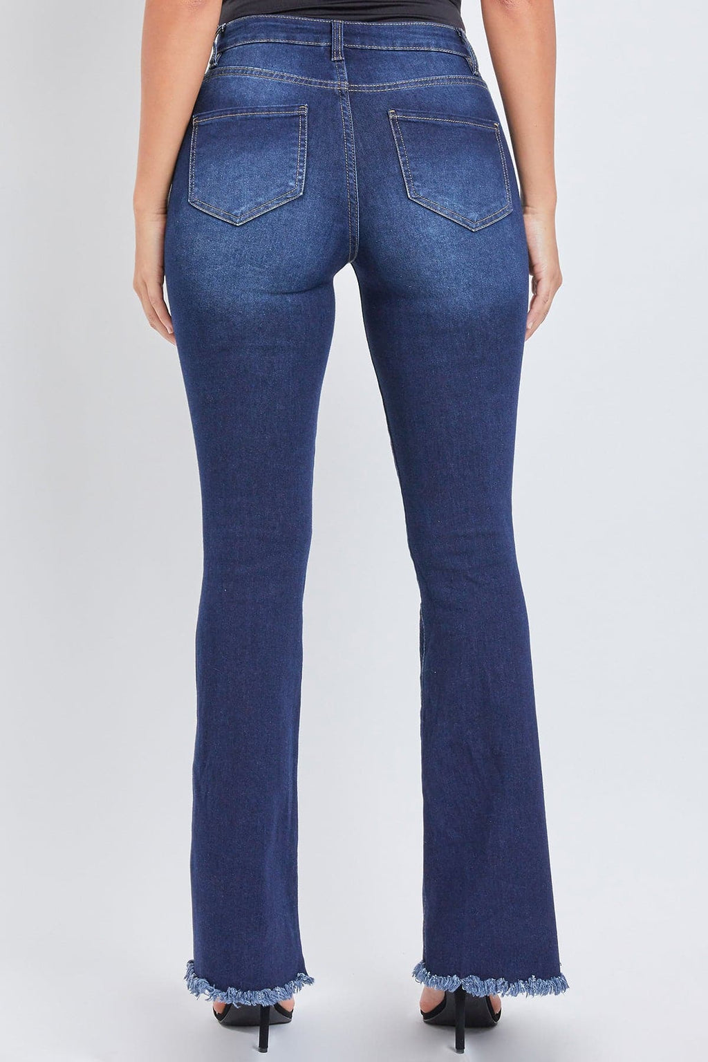 Pantalón acampanado esencial con bajo deshilachado para mujer - Normal
