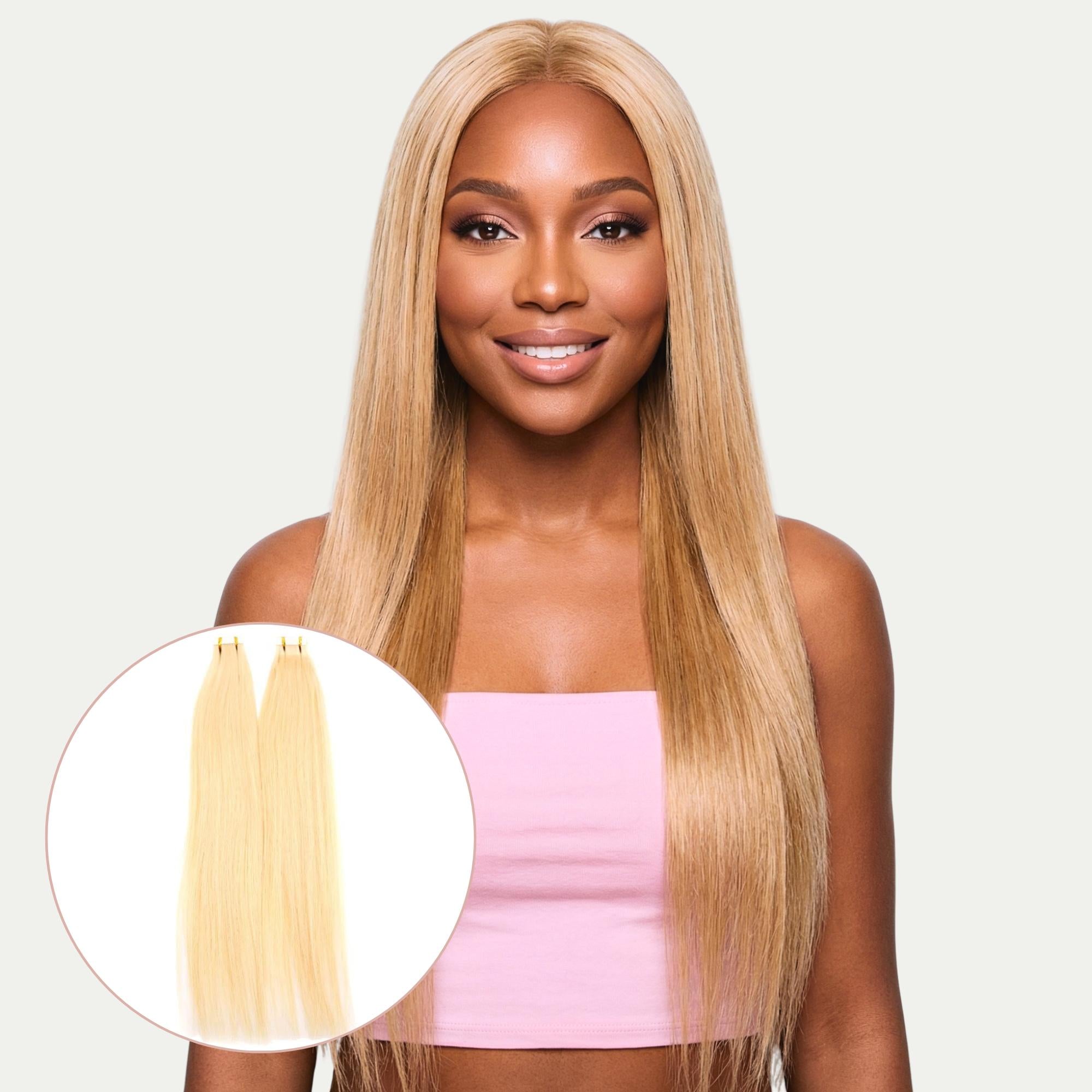Extensiones de Cinta Adhesiva de Cabello Humano 100% Liso Rubio Crudo
