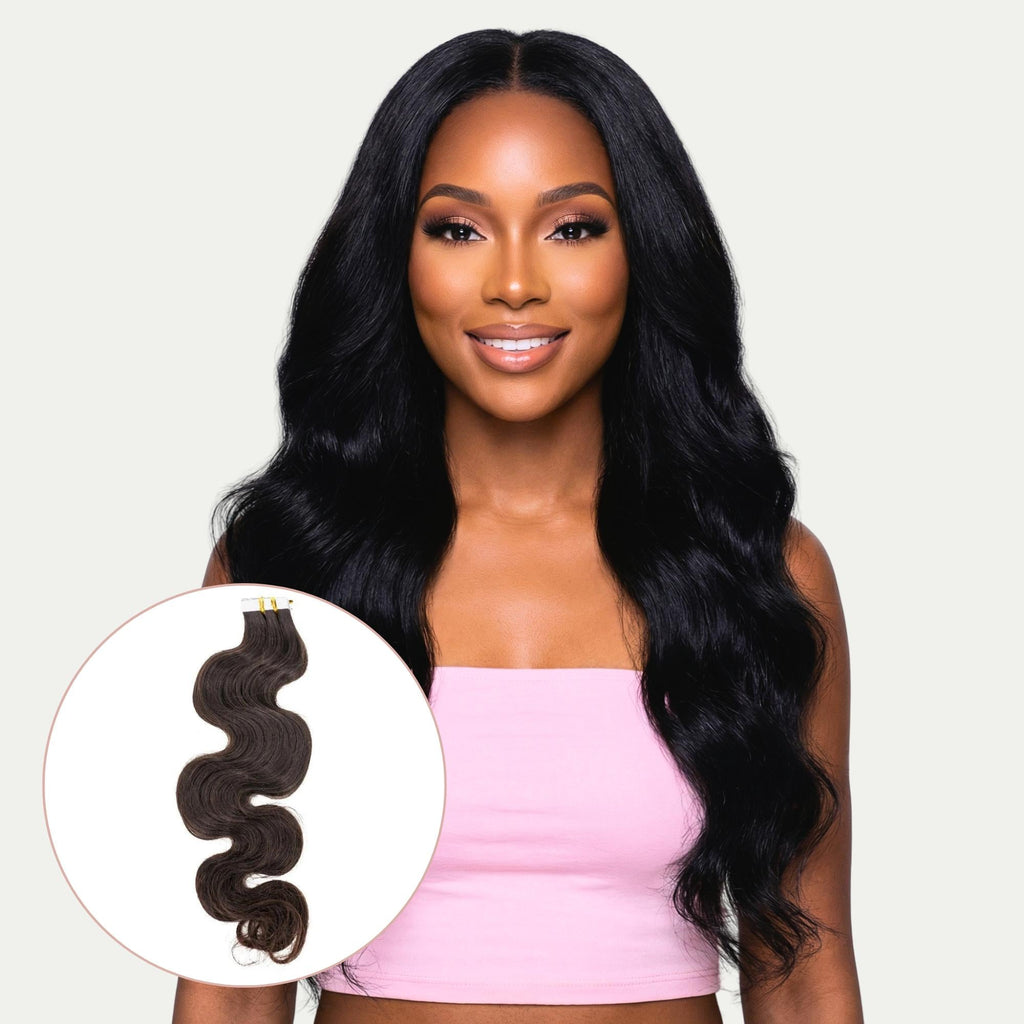 Extensiones de Pelo 100% Humano Liso Ondulado con Cinta Adhesiva