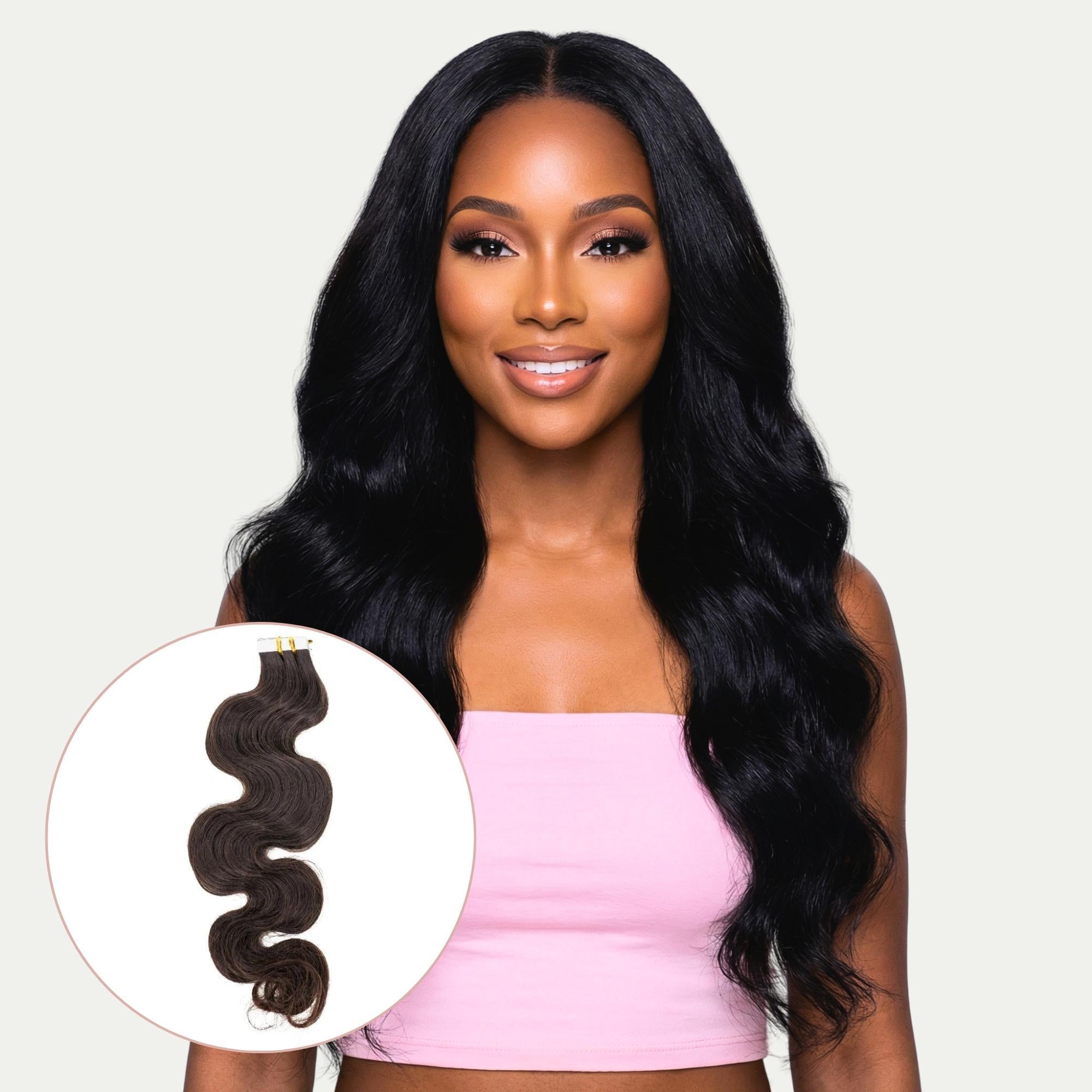 Extensiones de Pelo 100% Humano Liso Ondulado con Cinta Adhesiva