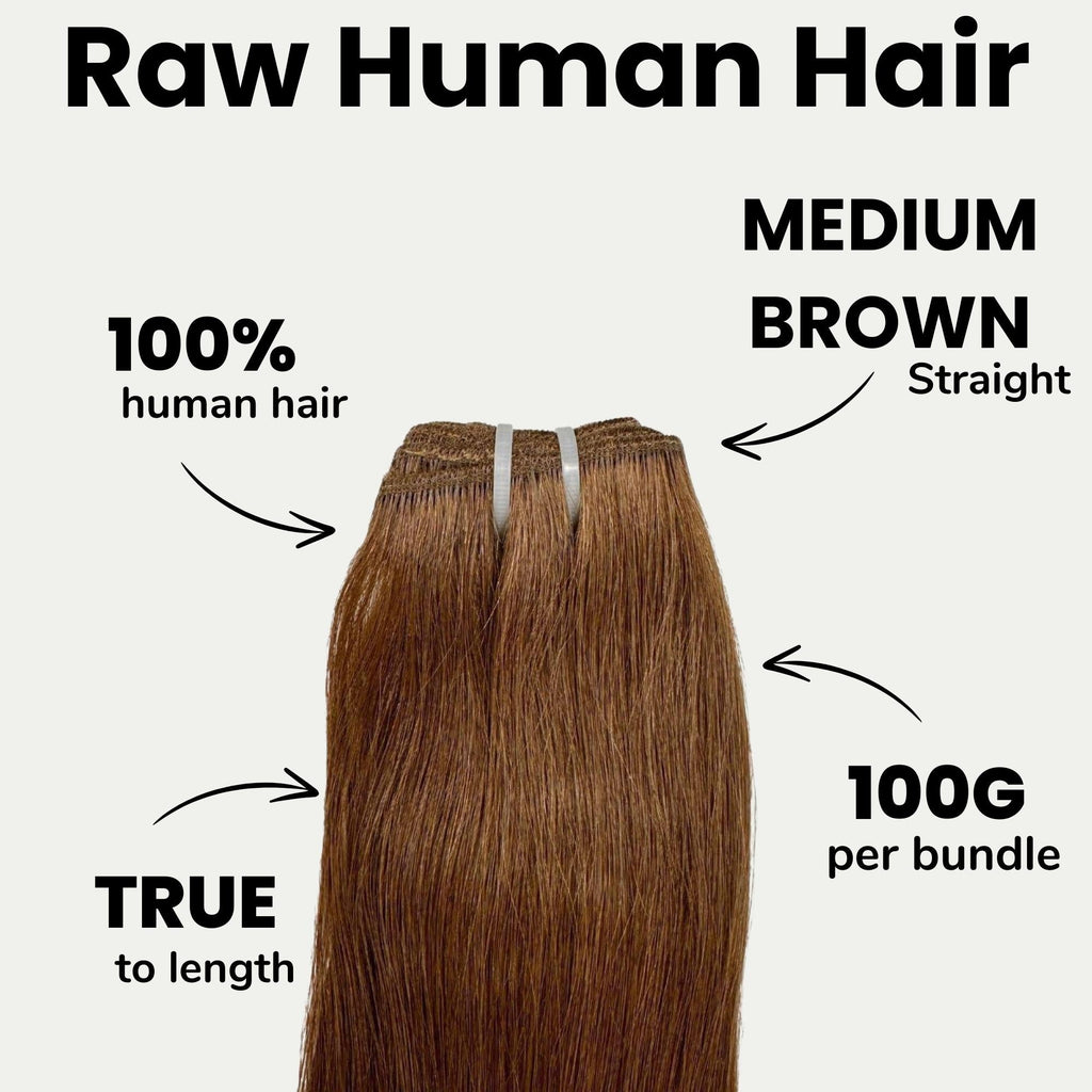Extensiones de cabello 100% humano liso virgen castaño medio