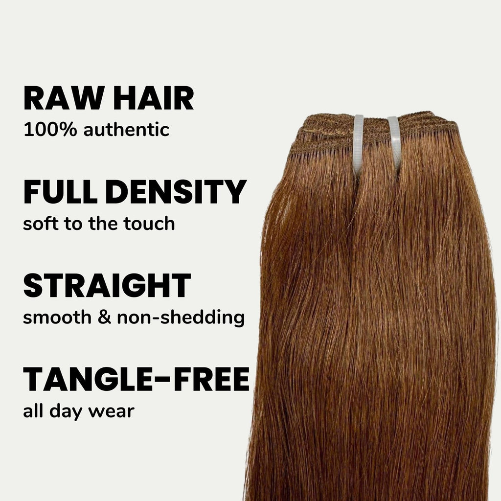 Extensiones de cabello 100% humano liso virgen castaño medio