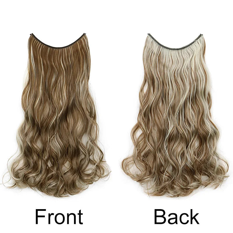 20 Inch Curly Fish Line Hair Extension | One Piece No Clip Synthetic Hair Piece