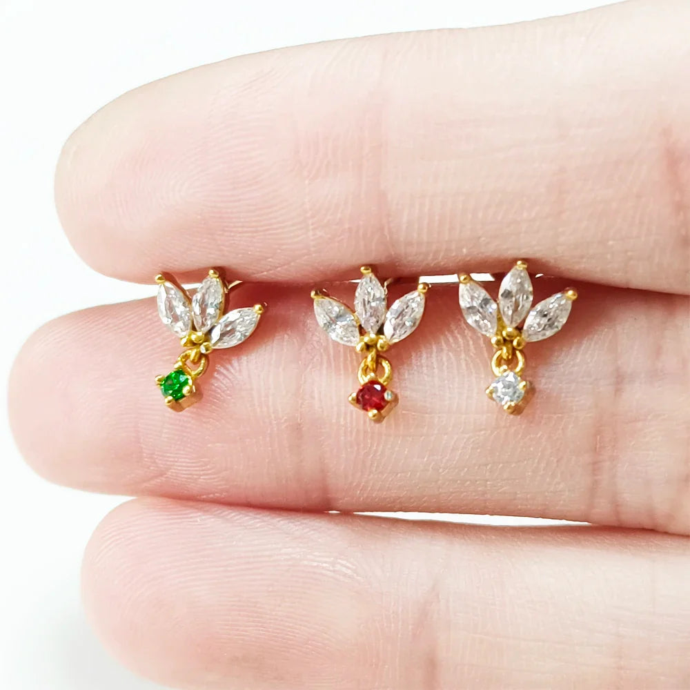 Lightning Internal Thread Labret Piercing Crown Bee Flowers Cartilage Earring Tragus Conch 316L Stainlesss Steel Body Jewelry
