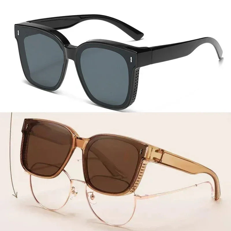 Gafas de Sol Polarizadas Cuadradas Fashion para Recetar Miopía, Lentes de Sol Portátiles para Hombre y Mujer, Vintage, para Pesca y Conducir