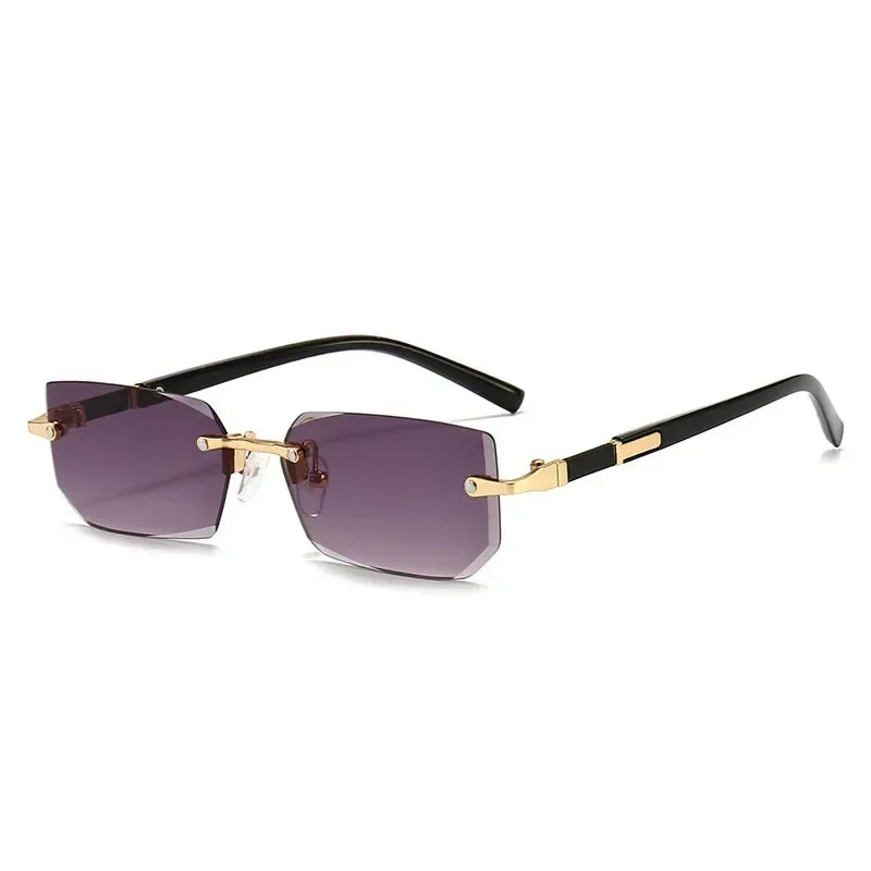 Gafas de sol sin montura rectangulares, a la moda, populares para mujeres y hombres, tonos pequeños cuadrados, gafas de sol para mujer y hombre, para viajes de verano