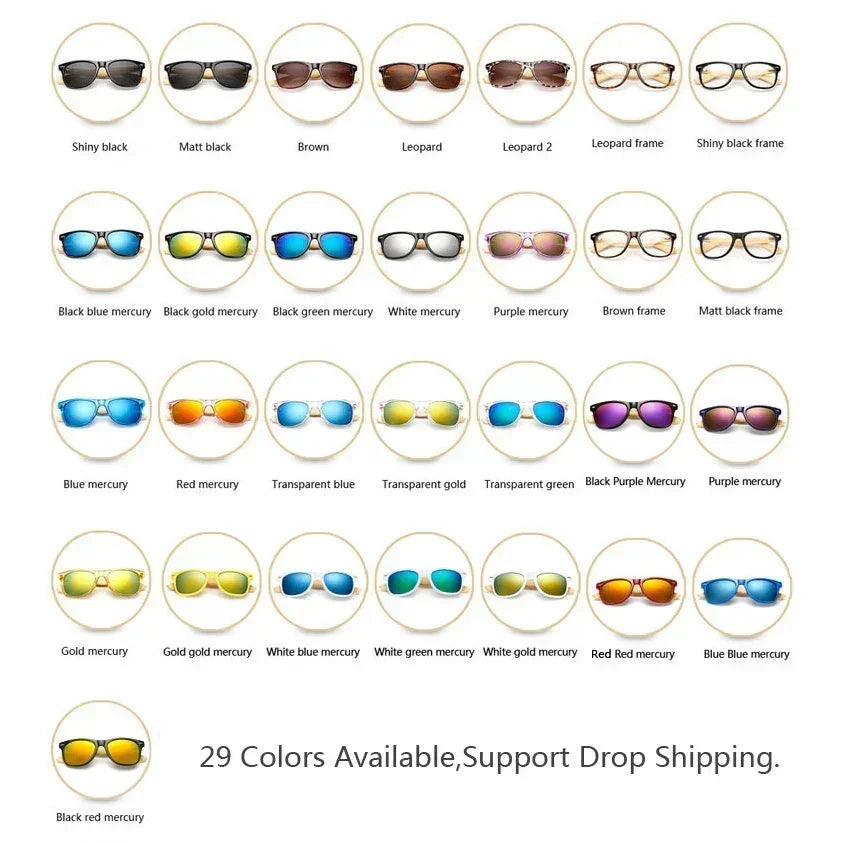 Ralferty Gafas de Sol Retro de Madera para Hombre, Gafas de Sol de Bambú para Mujer, Marca Deportiva, Gafas de Espejo UV400, Gafas de Sol Masculinas, Lunettes, Oculos