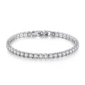 Pulsera de plata de ley S925, circonita, bola de tenis, moda femenina, sencilla, compromiso, boda, joyería, 4 mm, 16-23 cm