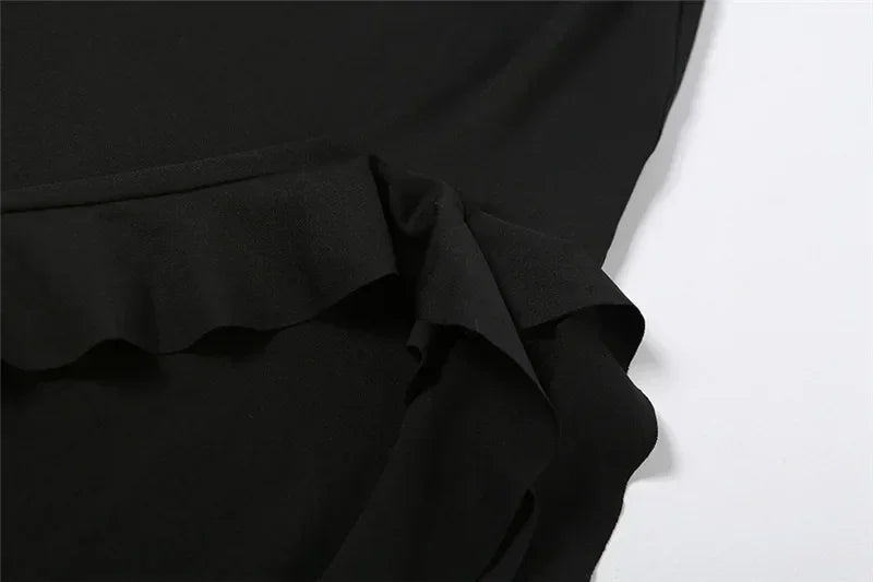 Vestido midi sin tirantes sexy con volantes irregulares criptográficos para mujer, elegante vestido de cumpleaños, vestido de verano fruncido
