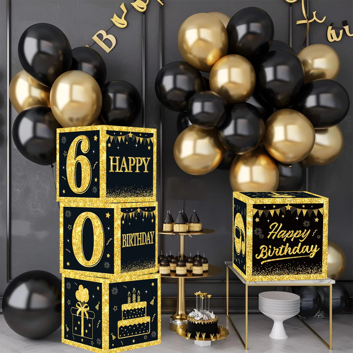 Caja de cumpleaños en blanco y dorado para 18 o 30 cumpleaños, decoraciones de fiesta para el hogar, caja de cumpleaños, suministros para fiestas de baby shower