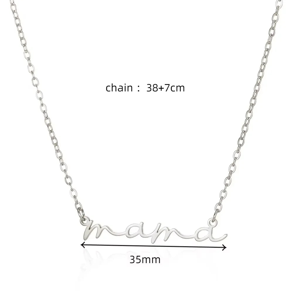 Gargantilla delicada "Mama" en color dorado de acero inoxidable, impermeable, con letras "Mama", colgante, joyería de regalo para mamá y esposa