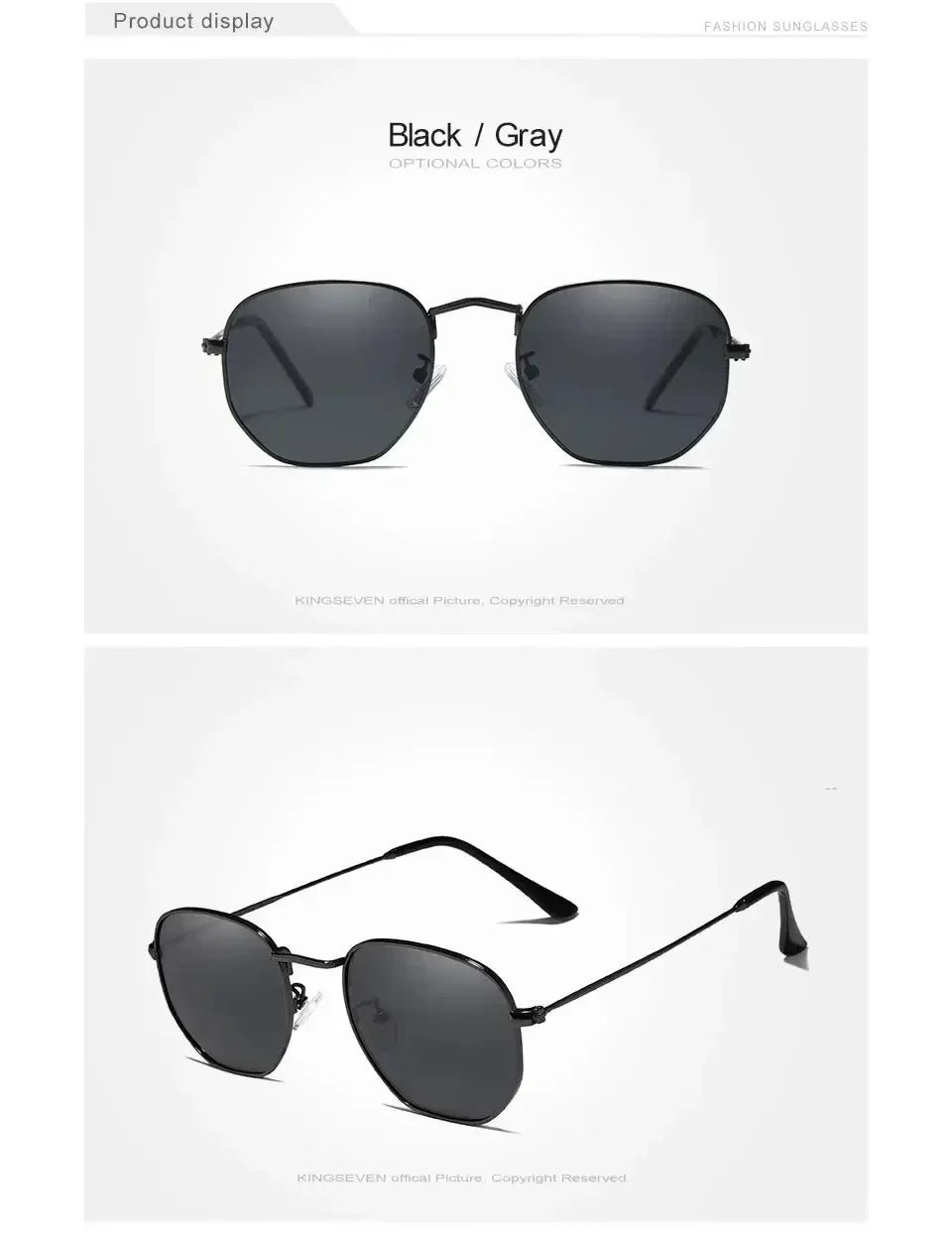 Gafas de sol KINGSEVEN a la moda para mujer, poligonales, polarizadas UV400, protección solar, montura redonda delgada, gafas de lujo informales para conducir