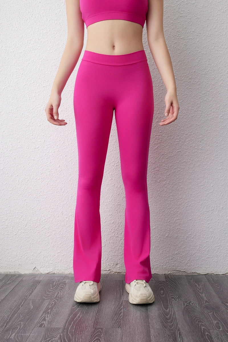 DIAS FIT JOY Pantalones acampanados con espalda en V, yoga, levantamiento de cadera, ajustados, anchos, fitness, gimnasio, ejercicio, correr, yoga