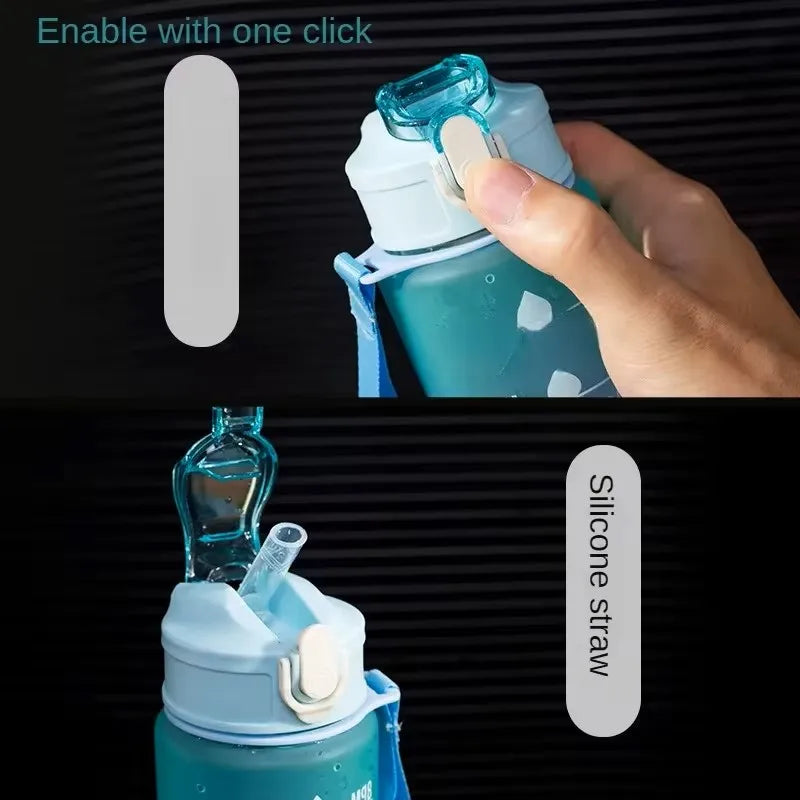 WRELS 900ml Sports Water Bottle with Time-Tracking Straw | Leak Proof Hydration Companion