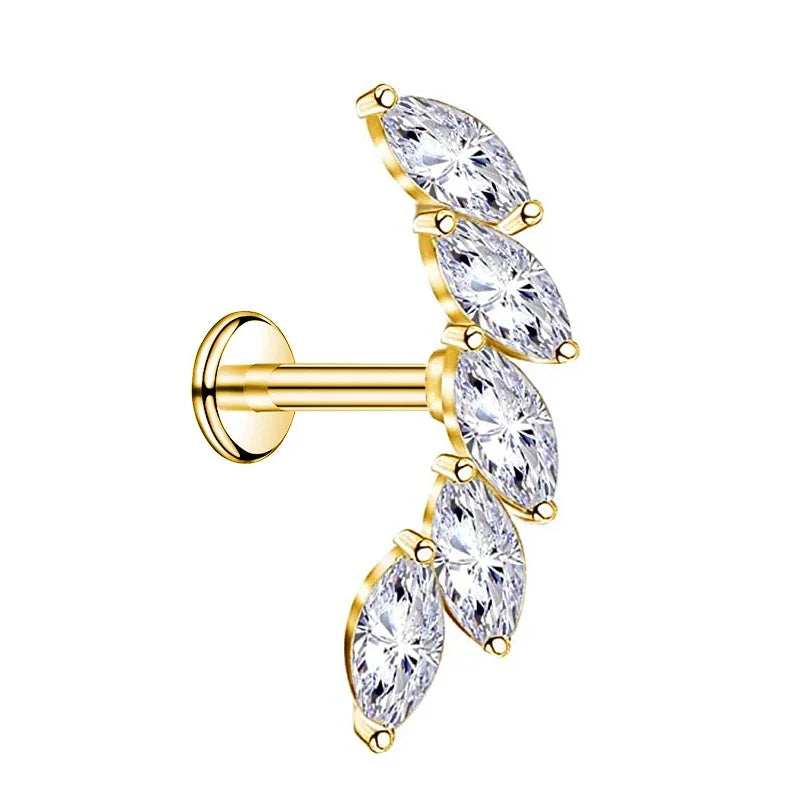 Lightning Internal Thread Labret Piercing Crown Bee Flowers Cartilage Earring Tragus Conch 316L Stainlesss Steel Body Jewelry