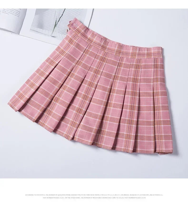 Falda corta de mujer sin pantalones cortos estilo coreano Ropa negra Harajuku a cuadros Falda corta de mujer minifaldas plisadas para niñas