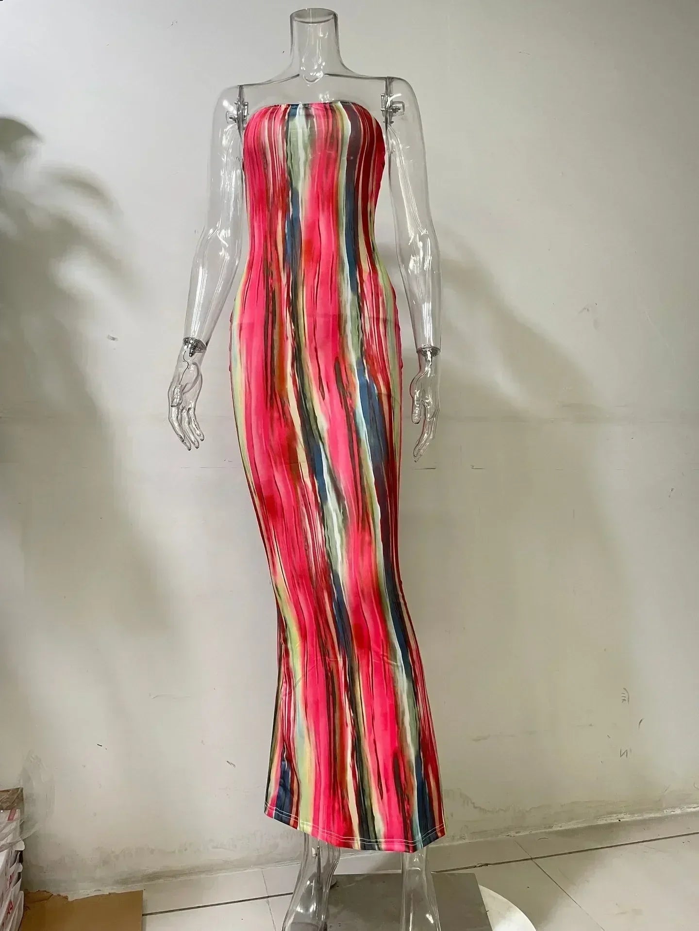 Vestidos de primavera y verano para mujer, con estampado de pecho, sin hombros, vendaje, ajustado, sexy, vestido largo, nueva moda 2023, fiesta, MsChuh