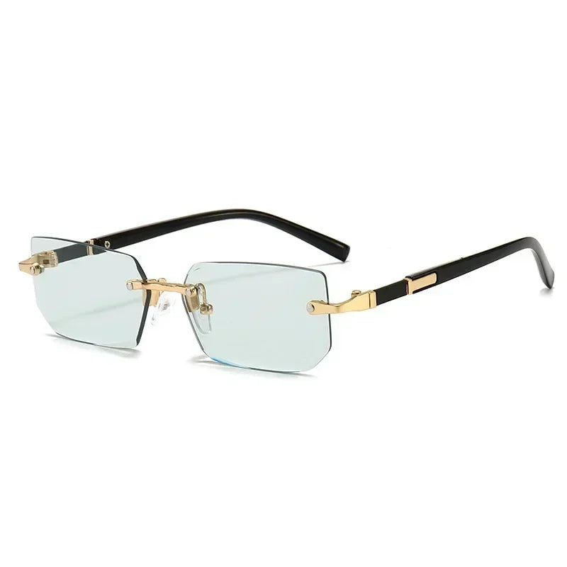 Gafas de sol sin montura rectangulares, a la moda, populares para mujeres y hombres, tonos pequeños cuadrados, gafas de sol para mujer y hombre, para viajes de verano