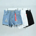 3 shorts vaqueros de mujer de cintura alta 2025 de verano, pantalones cortos negros, azules y blancos, pantalones vaqueros rotos para mujer, pantalones cortos, ropa de calle
