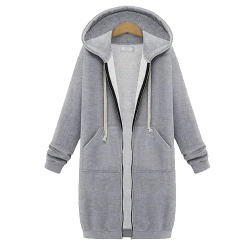 Sudaderas con capucha gruesas para mujer, otoño-invierno 2024, parkas, chaquetas con capucha holgadas, sudadera maxi con cremallera y bolsillo, vestidos deportivos, ropa de abrigo