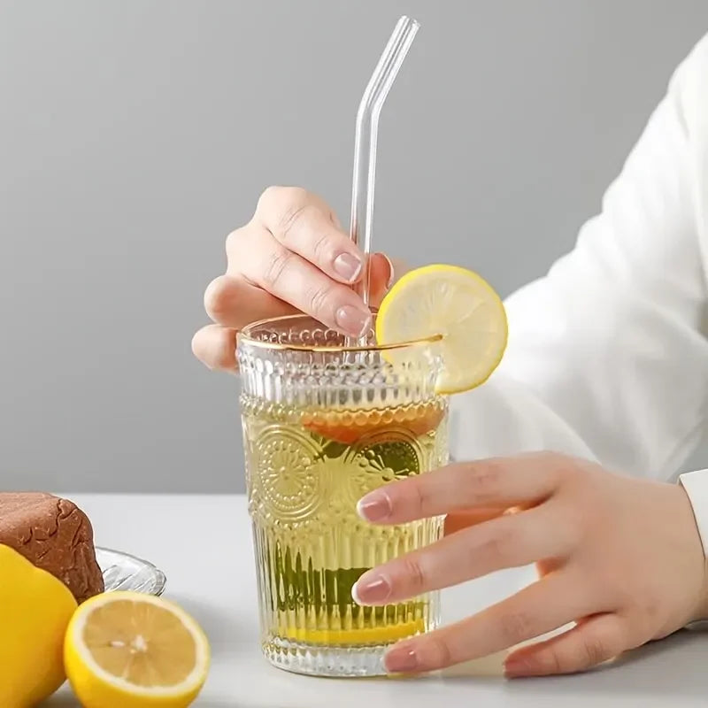 Juego de 5 Pajitas de Cristal Resistente al Calor con Cepillo de Limpieza | Pajitas Reutilizables para Batidos, Té y Café