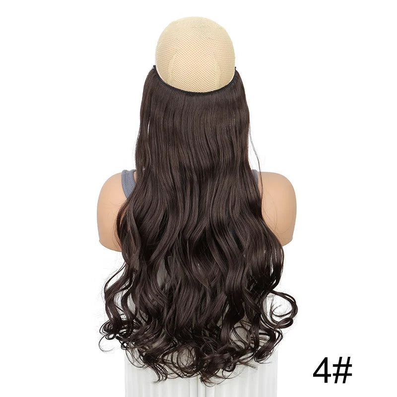 20 Inch Curly Fish Line Hair Extension | One Piece No Clip Synthetic Hair Piece