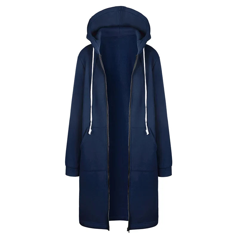 Sudaderas con capucha gruesas para mujer, otoño-invierno 2024, parkas, chaquetas con capucha holgadas, sudadera maxi con cremallera y bolsillo, vestidos deportivos, ropa de abrigo