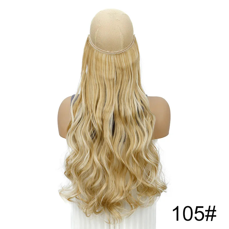 20 Inch Curly Fish Line Hair Extension | One Piece No Clip Synthetic Hair Piece
