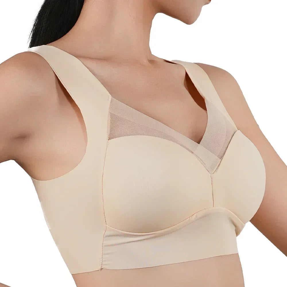Sujetador Push Up de tirantes para mujer, sin costuras, con relleno, top informal de talla grande, sujetadores de mujer suaves sin aros, XL-6XL, ropa interior de seda helada