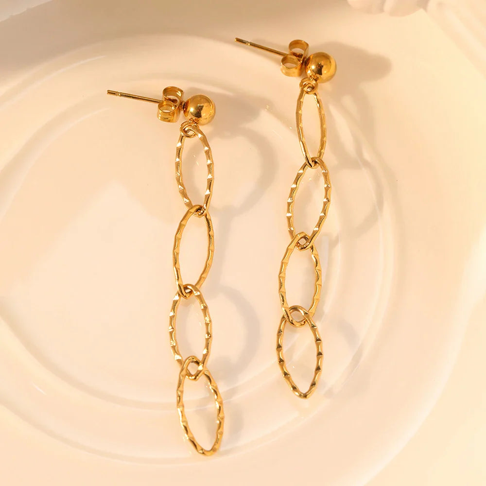 Pendientes de Acero Inoxidable Personalidad Círculo Irregular Largos Moda Sencillez Pendientes Colgantes de Lujo para Mujer Joyería